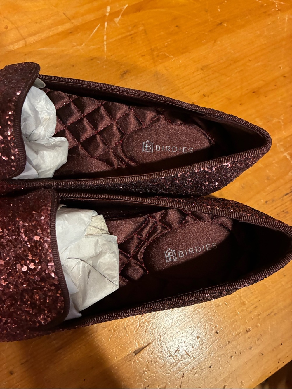 Birdies The Starling Rose Gold Glitter Loafer Flats Size 6 New - Picture 7 of 9